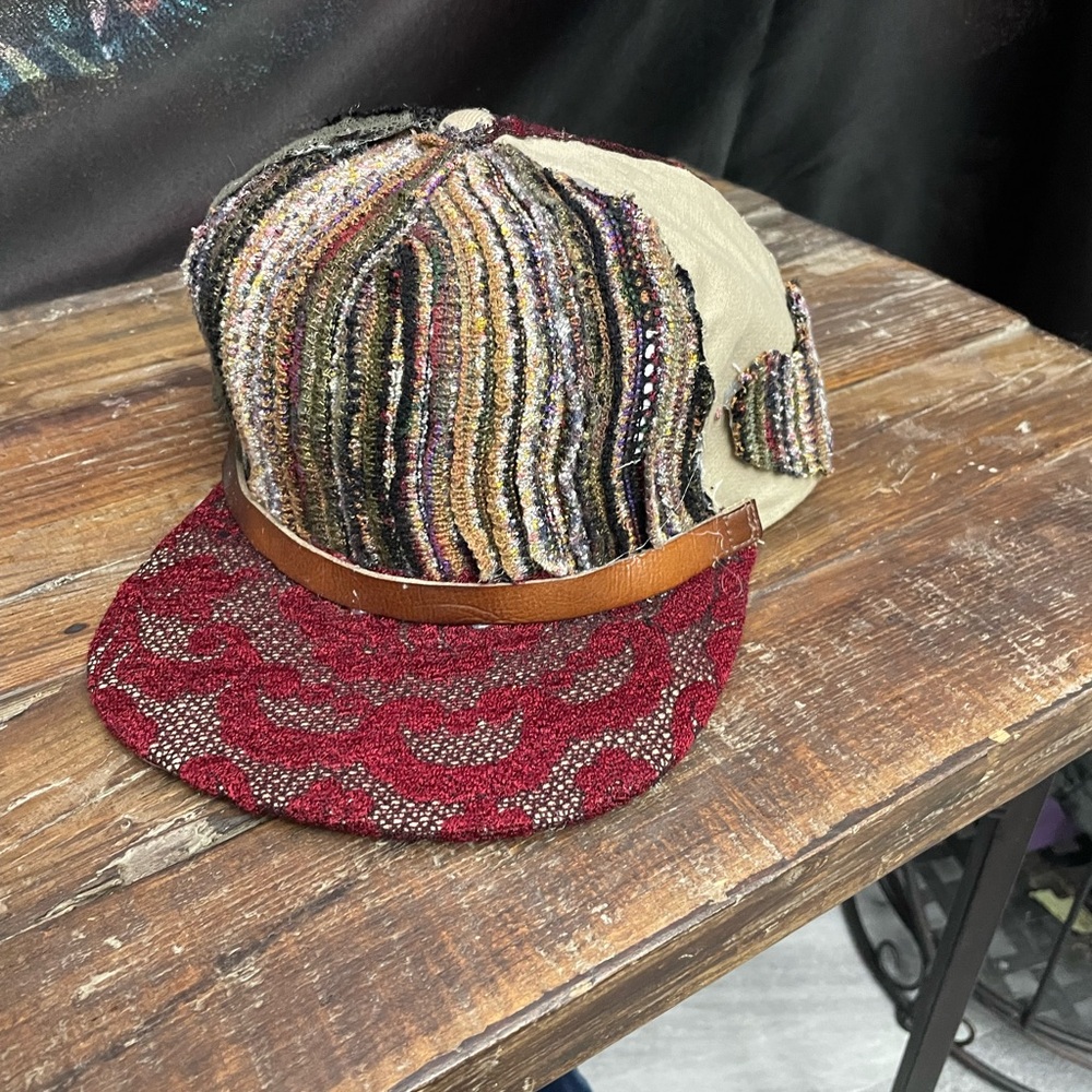 Multicolor Patchwork Cap With Red Brim - image 1